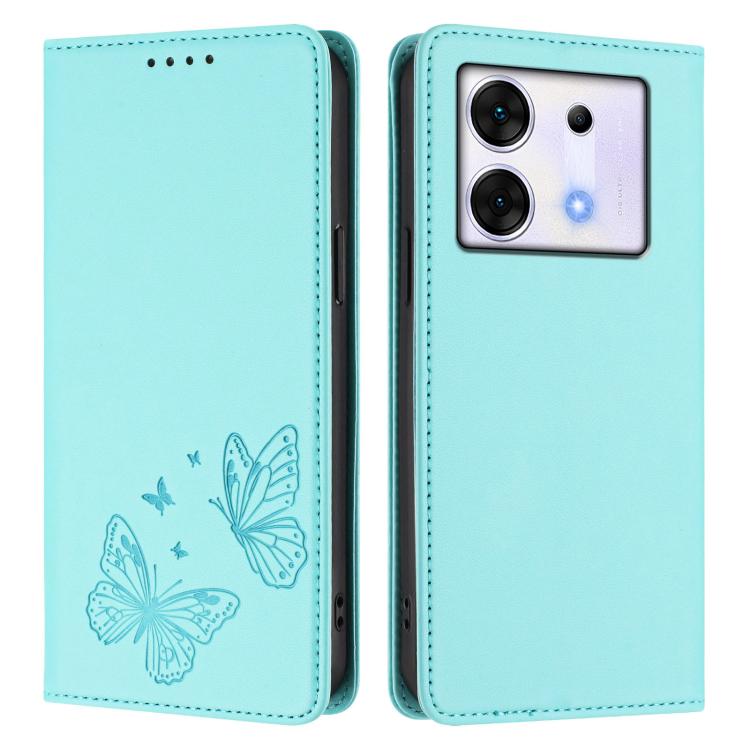 For Infinix Zero 30 5G Strong Magnetic Dual Butterfly RFID Vegan Leather Phone Case