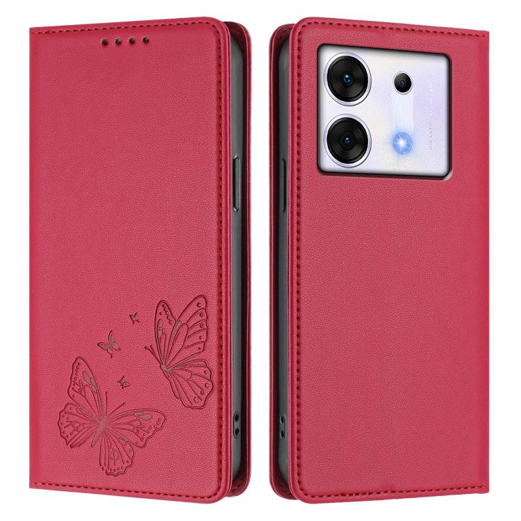 For Infinix Zero 30 5G Strong Magnetic Dual Butterfly RFID Vegan Leather Phone Case