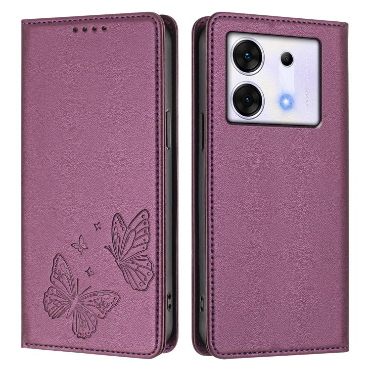 For Infinix Zero 30 5G Strong Magnetic Dual Butterfly RFID Vegan Leather Phone Case