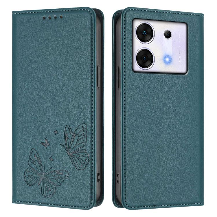 For Infinix Zero 30 5G Strong Magnetic Dual Butterfly RFID Vegan Leather Phone Case