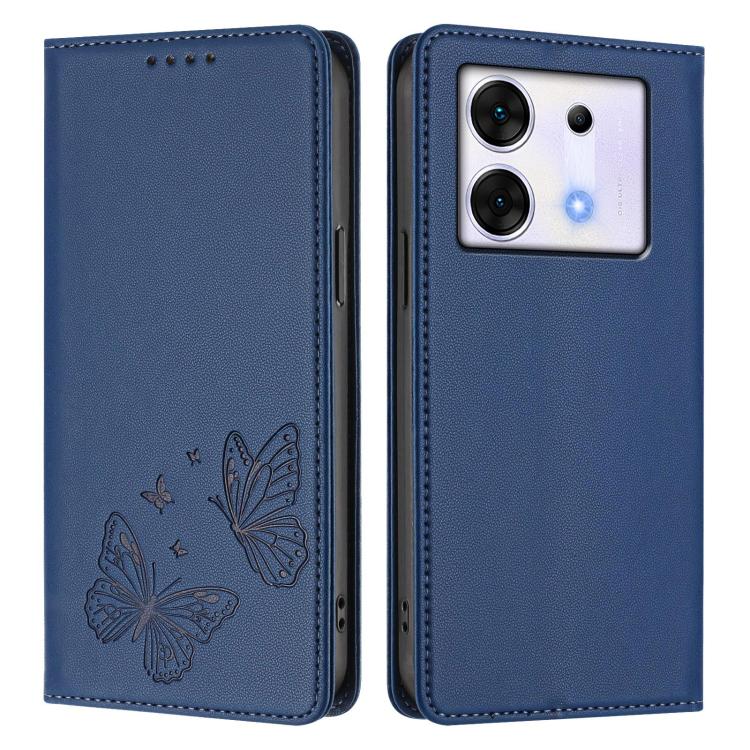 For Infinix Zero 30 5G Strong Magnetic Dual Butterfly RFID Vegan Leather Phone Case