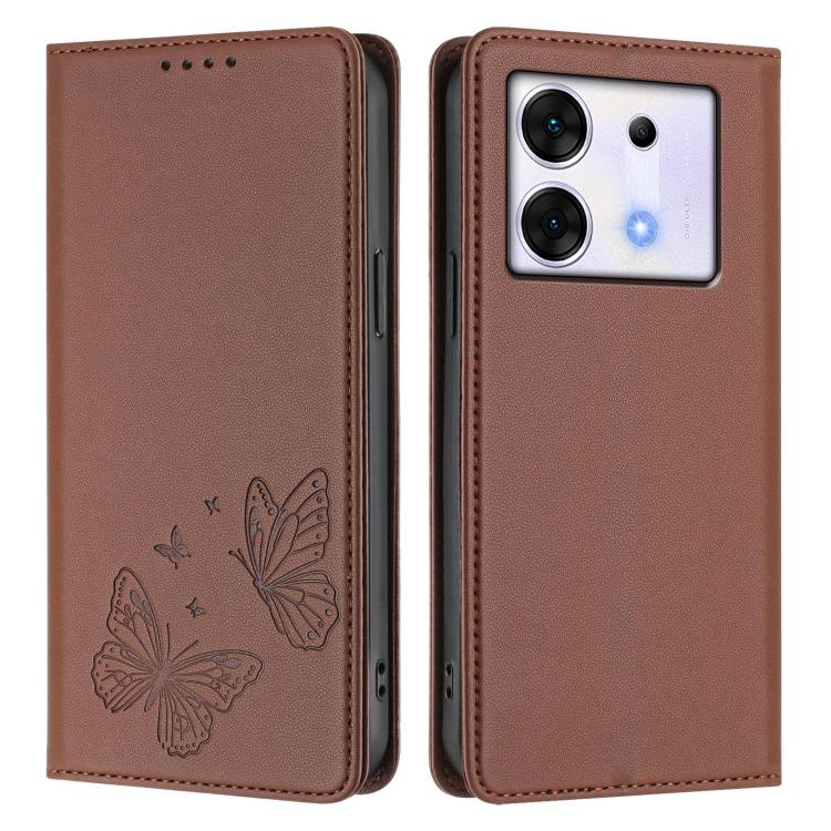 For Infinix Zero 30 5G Strong Magnetic Dual Butterfly RFID Vegan Leather Phone Case