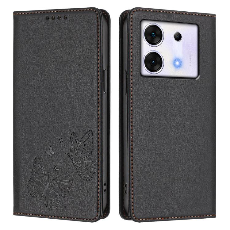 For Infinix Zero 30 5G Strong Magnetic Dual Butterfly RFID Vegan Leather Phone Case