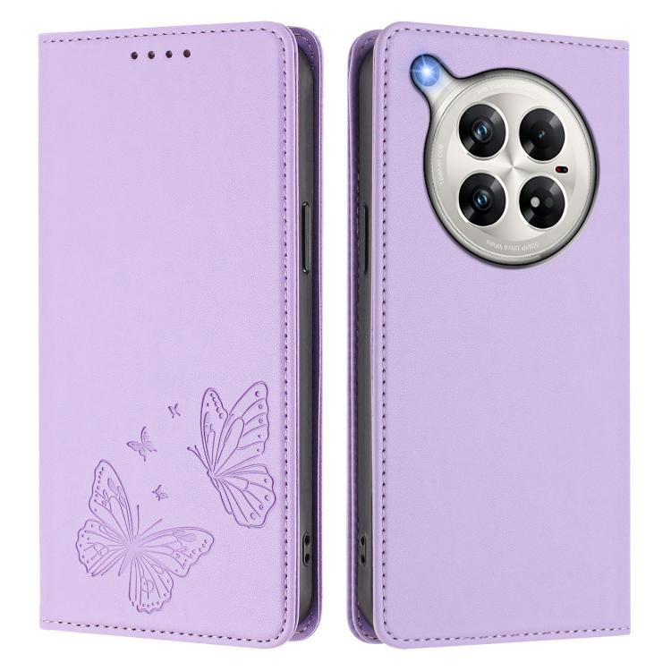 For Infinix Zero 40 4G / Zero 40 5G Strong Magnetic Dual Butterfly RFID Vegan Leather Phone Case