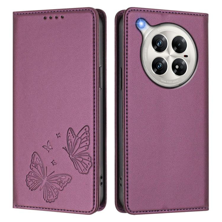 For Infinix Zero 40 4G / Zero 40 5G Strong Magnetic Dual Butterfly RFID Vegan Leather Phone Case