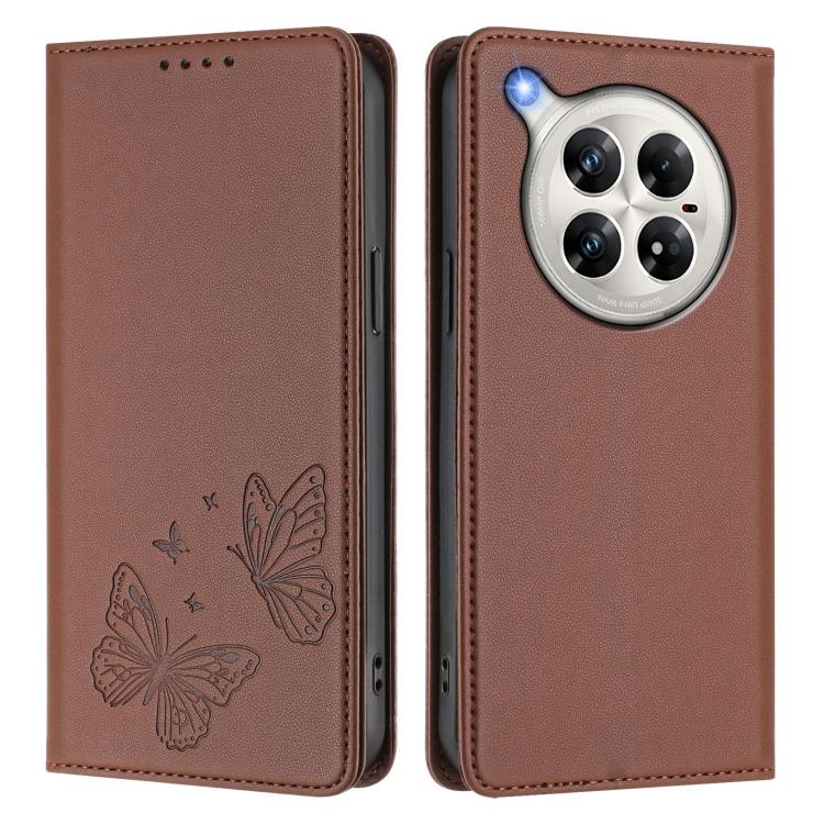 For Infinix Zero 40 4G / Zero 40 5G Strong Magnetic Dual Butterfly RFID Vegan Leather Phone Case