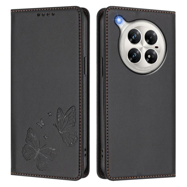 For Infinix Zero 40 4G / Zero 40 5G Strong Magnetic Dual Butterfly RFID Vegan Leather Phone Case