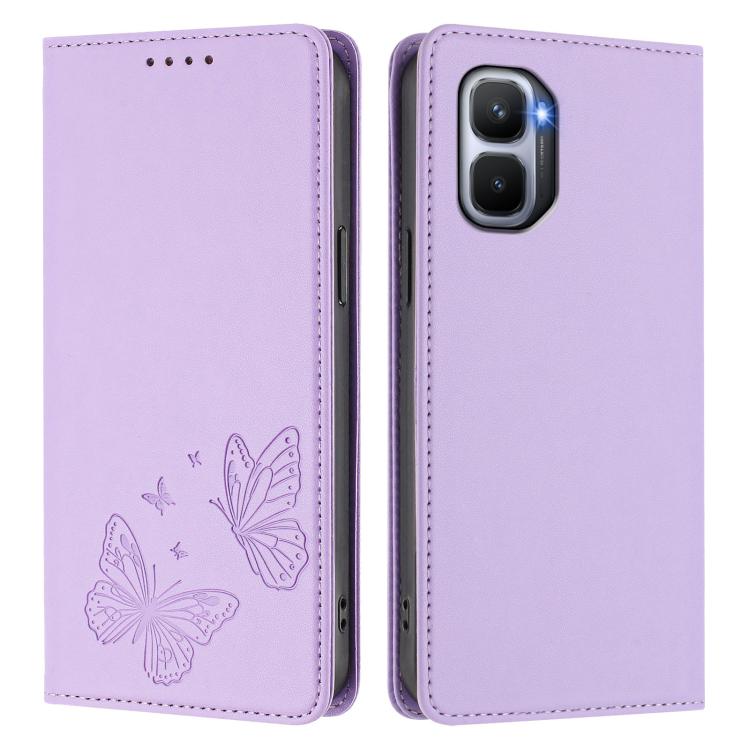For Infinix GT 50 Pro 5G Strong Magnetic Dual Butterfly RFID Vegan Leather Phone Case