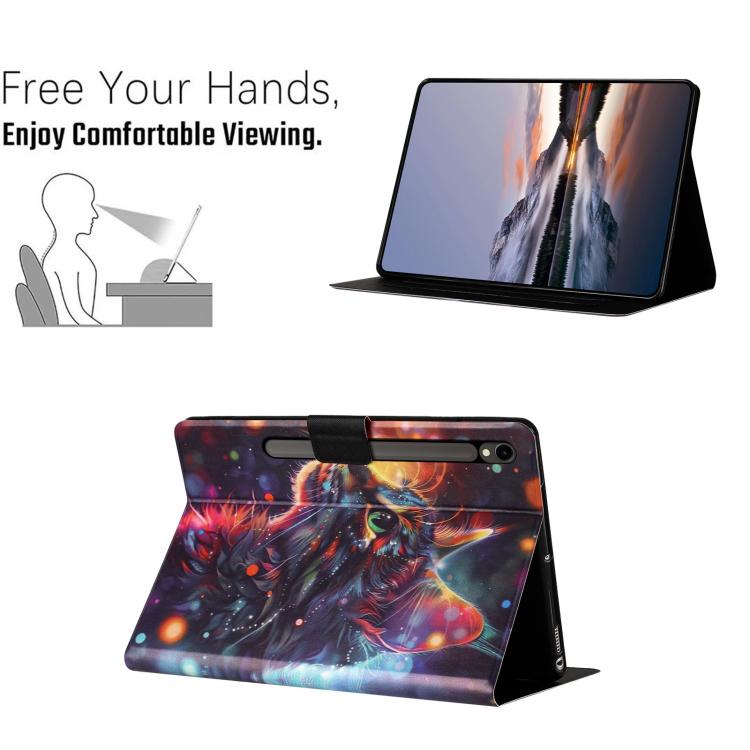 For Samsung Galaxy Tab S9 FE / S10 FE Litchi Texture Voltage Painted Vegan Leather Smart Tablet Case