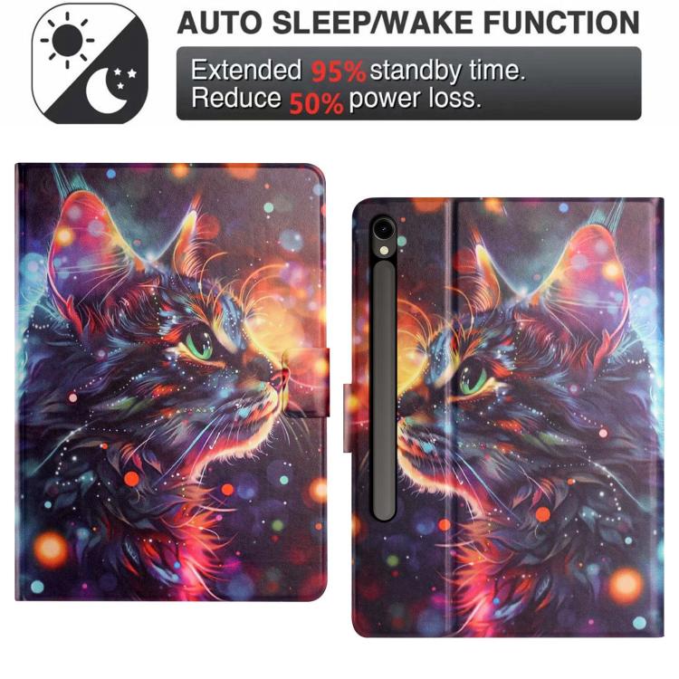 For Samsung Galaxy Tab S9 FE / S10 FE Litchi Texture Voltage Painted Vegan Leather Smart Tablet Case
