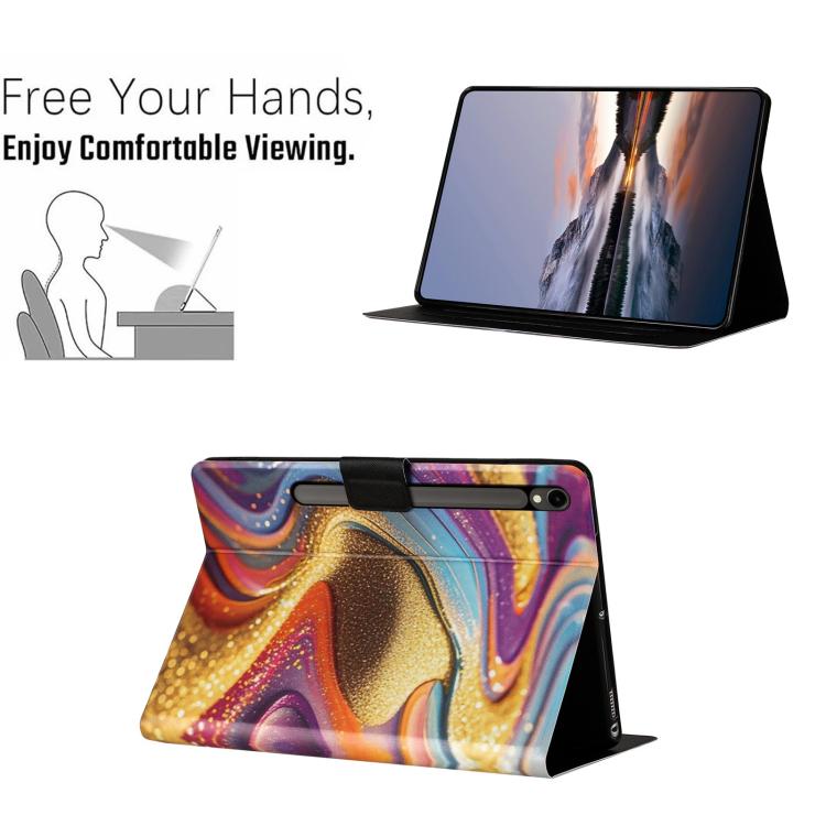 For Samsung Galaxy Tab S10 FE+ Litchi Texture Voltage Painted Vegan Leather Smart Tablet Case