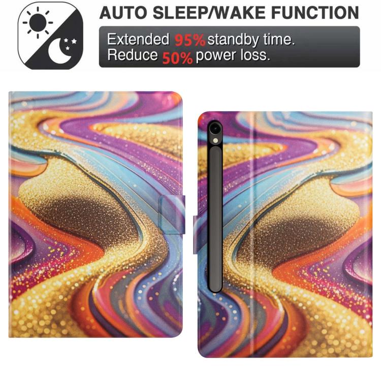 For Samsung Galaxy Tab S10 FE+ Litchi Texture Voltage Painted Vegan Leather Smart Tablet Case