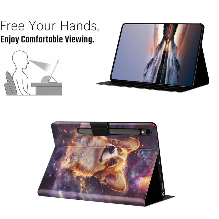 For Samsung Galaxy Tab S10 FE+ Litchi Texture Voltage Painted Vegan Leather Smart Tablet Case
