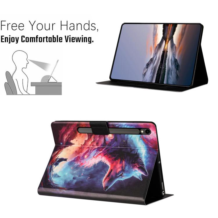 For Samsung Galaxy Tab S10 FE+ Litchi Texture Voltage Painted Vegan Leather Smart Tablet Case