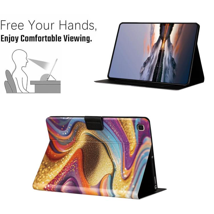 For Samsung Galaxy Tab S6 Lite P610 Litchi Texture Voltage Painted Vegan Leather Smart Tablet Case