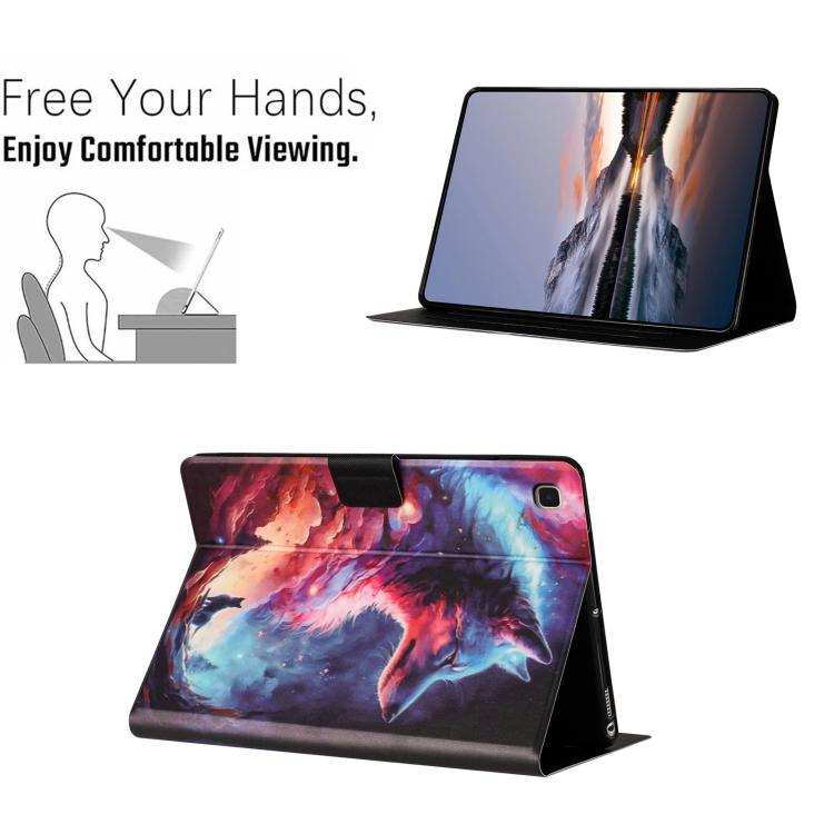 For Samsung Galaxy Tab S6 Lite P610 Litchi Texture Voltage Painted Vegan Leather Smart Tablet Case