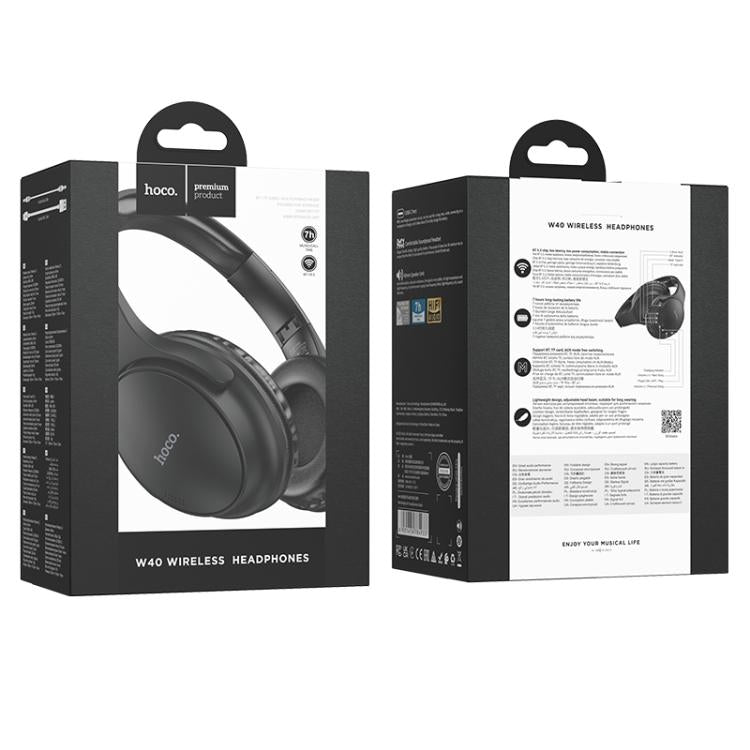 hoco W40 Mighty Bluetooth Over-Ear Headphones - Black