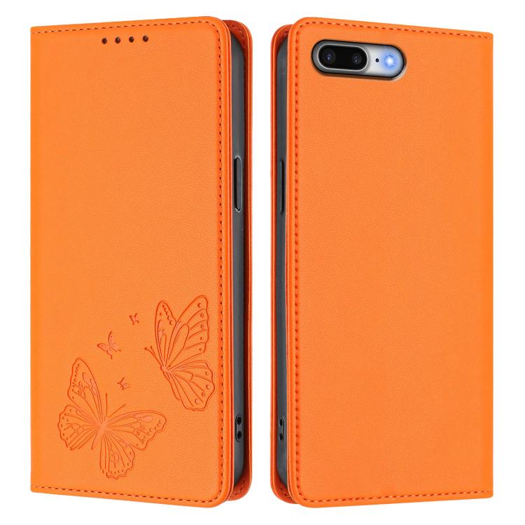 For iPhone 8 Plus / 7 Plus Strong Magnetic Dual Butterfly RFID Vegan Leather Phone Case