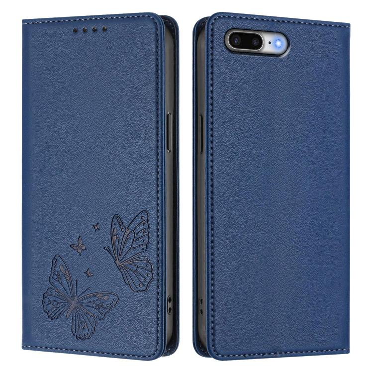For iPhone 8 Plus / 7 Plus Strong Magnetic Dual Butterfly RFID Vegan Leather Phone Case