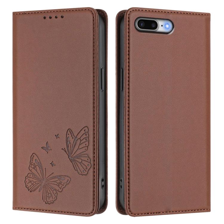 For iPhone 8 Plus / 7 Plus Strong Magnetic Dual Butterfly RFID Vegan Leather Phone Case