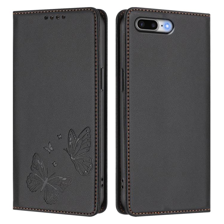 For iPhone 8 Plus / 7 Plus Strong Magnetic Dual Butterfly RFID Vegan Leather Phone Case