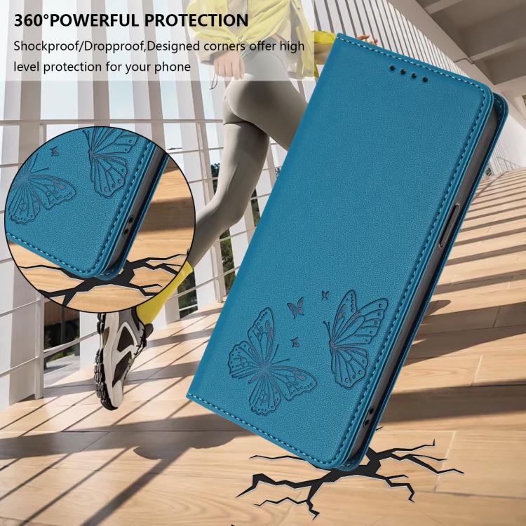 For iPhone 14 Pro Max Strong Magnetic Dual Butterfly RFID Vegan Leather Phone Case