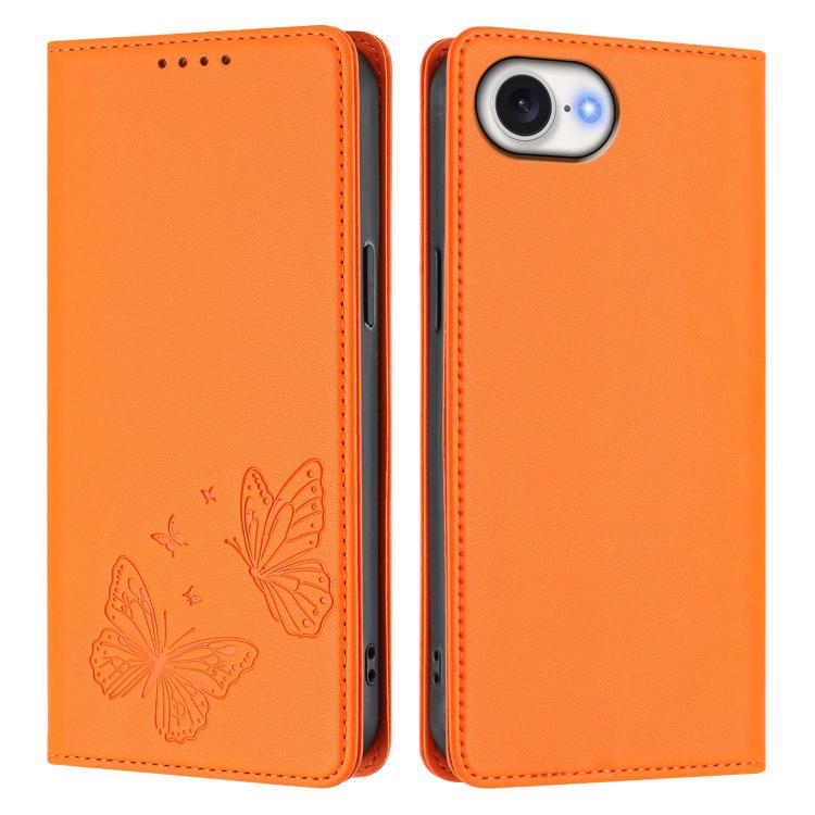 For iPhone 17e / 16e Strong Magnetic Dual Butterfly RFID Vegan Leather Phone Case