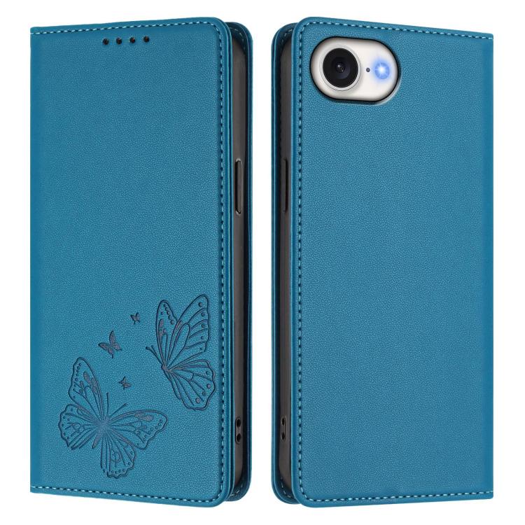 For iPhone 17e / 16e Strong Magnetic Dual Butterfly RFID Vegan Leather Phone Case