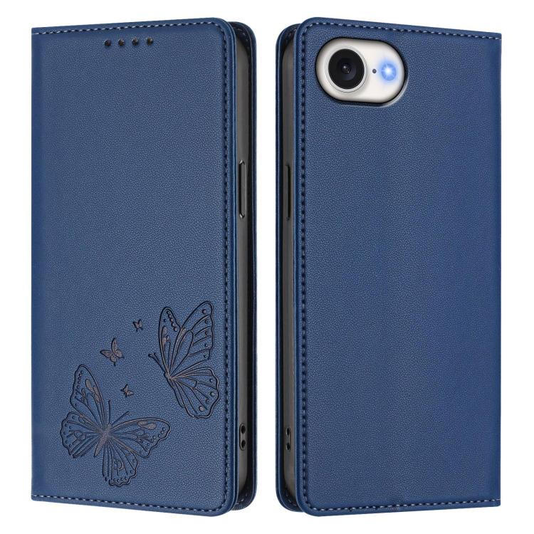 For iPhone 17e / 16e Strong Magnetic Dual Butterfly RFID Vegan Leather Phone Case