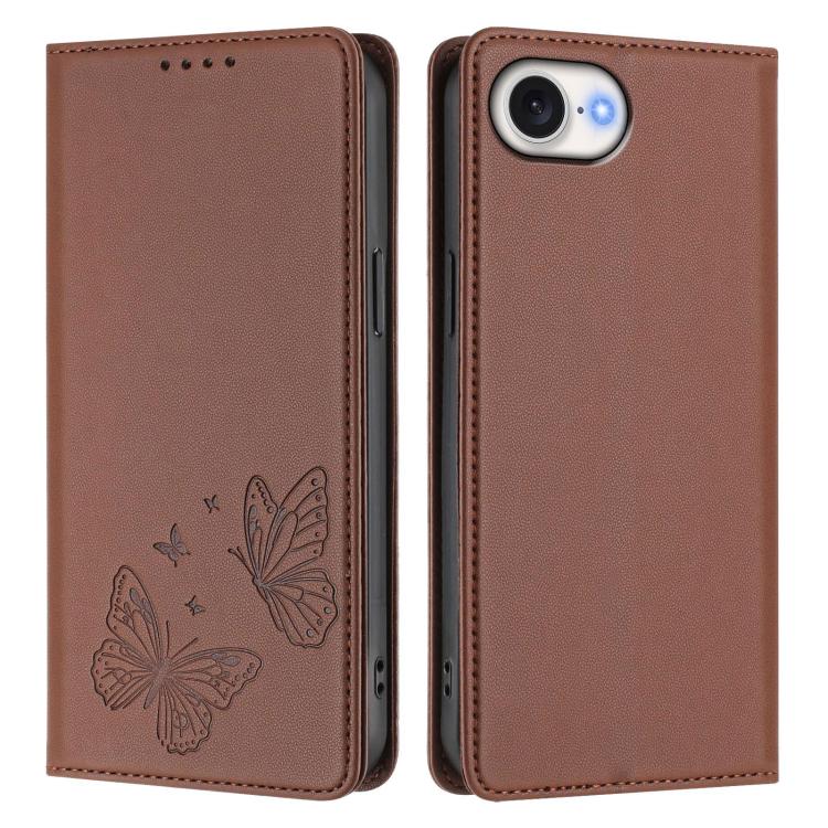 For iPhone 17e / 16e Strong Magnetic Dual Butterfly RFID Vegan Leather Phone Case