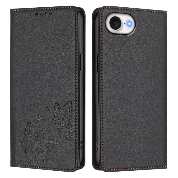 For iPhone 17e / 16e Strong Magnetic Dual Butterfly RFID Vegan Leather Phone Case