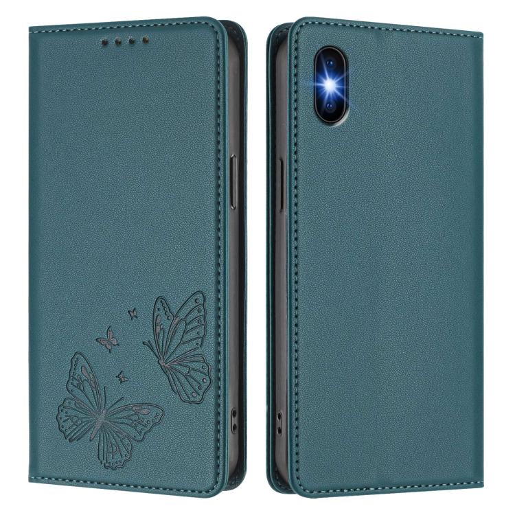 For iPhone X / XS Strong Magnetic Dual Butterfly RFID Vegan Leather Phone Case