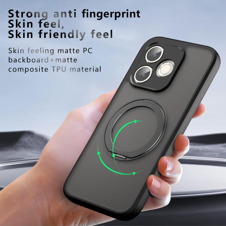 For Honor 600 Lite Global Armor Magnetic Holder PC Hybrid TPU Phone Case - Frosted Black