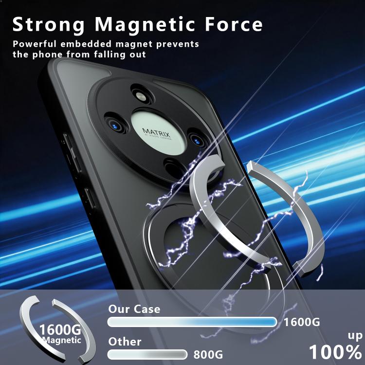 For Honor X70 / X9d / Magic8 Lite Armor Magnetic Holder PC Hybrid TPU Phone Case - Frosted Black