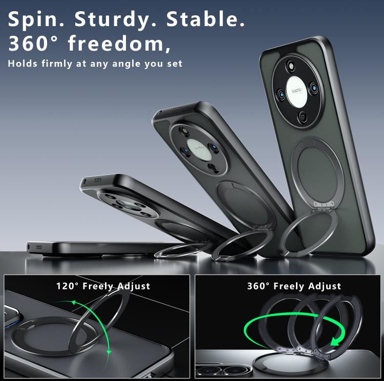 For Honor X70 / X9d / Magic8 Lite Armor Magnetic Holder PC Hybrid TPU Phone Case - Frosted Black