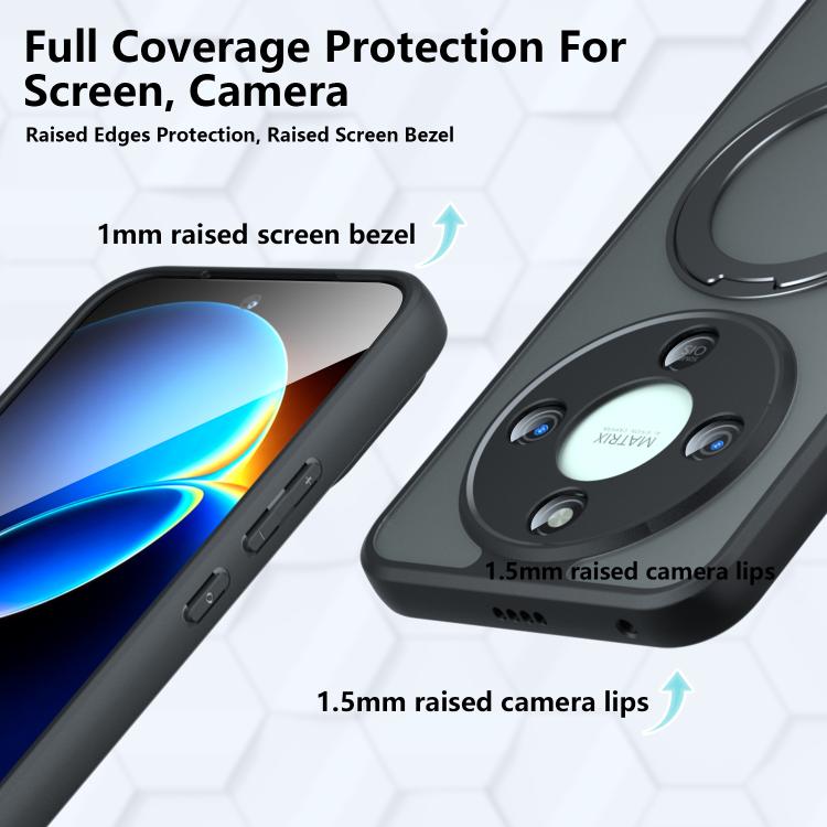 For Honor X70 / X9d / Magic8 Lite Armor Magnetic Holder PC Hybrid TPU Phone Case - Frosted Black