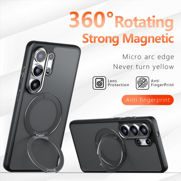 For Samsung Galaxy S26 Ultra 5G Armor Magnetic Holder PC Hybrid TPU Phone Case - Frosted Black