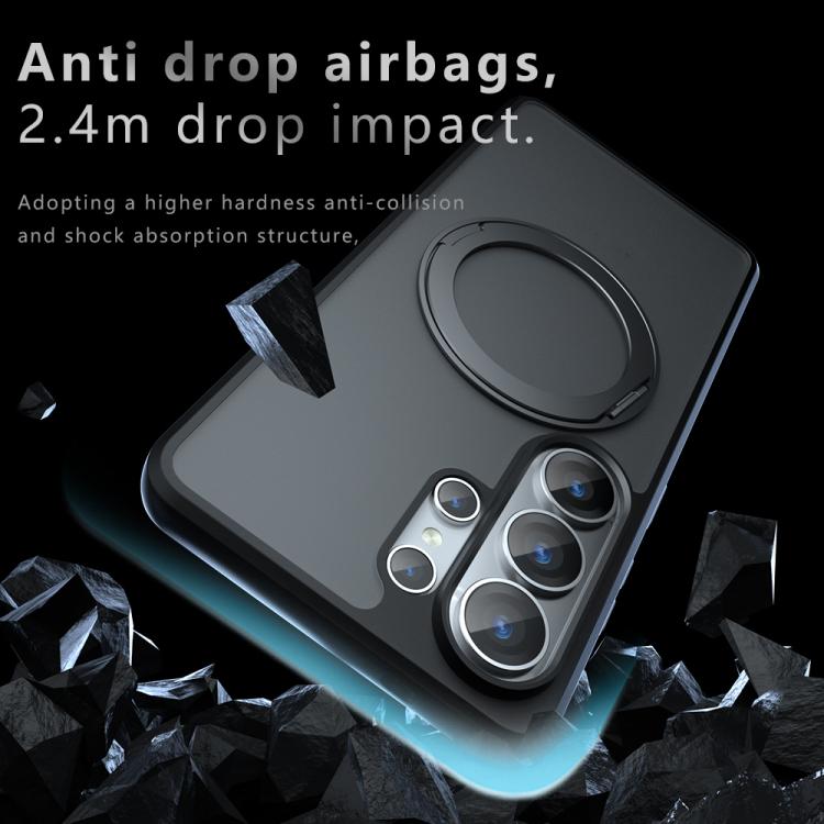 For Samsung Galaxy S26 Ultra 5G Armor Magnetic Holder PC Hybrid TPU Phone Case - Frosted Black