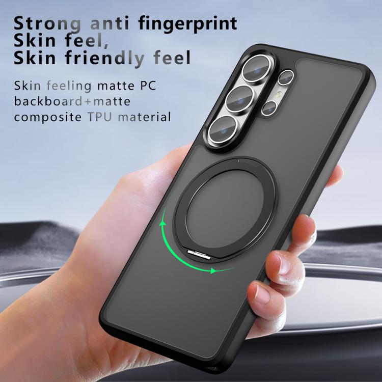 For Samsung Galaxy S26 Ultra 5G Armor Magnetic Holder PC Hybrid TPU Phone Case - Frosted Black