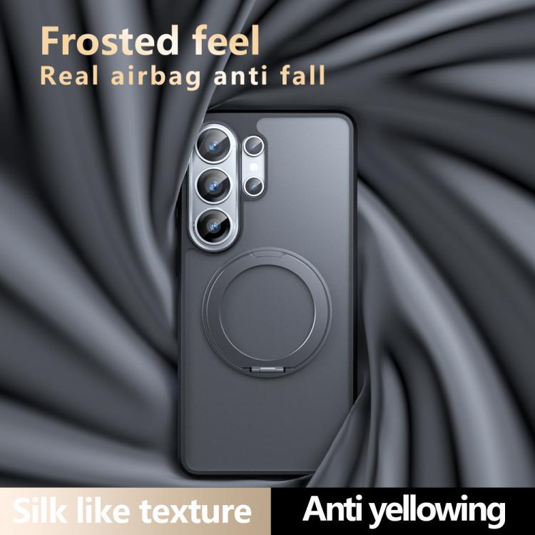 For Samsung Galaxy S26 Ultra 5G Armor Magnetic Holder PC Hybrid TPU Phone Case - Frosted Black