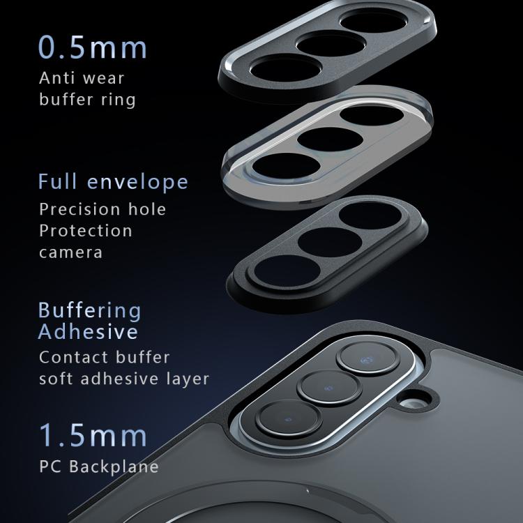 For Samsung Galaxy A57 5G Armor Magnetic Holder PC Hybrid TPU Phone Case - Frosted Black