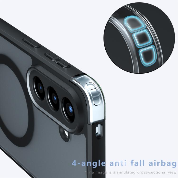 For Samsung Galaxy A57 5G Armor Magnetic Holder PC Hybrid TPU Phone Case - Frosted Black