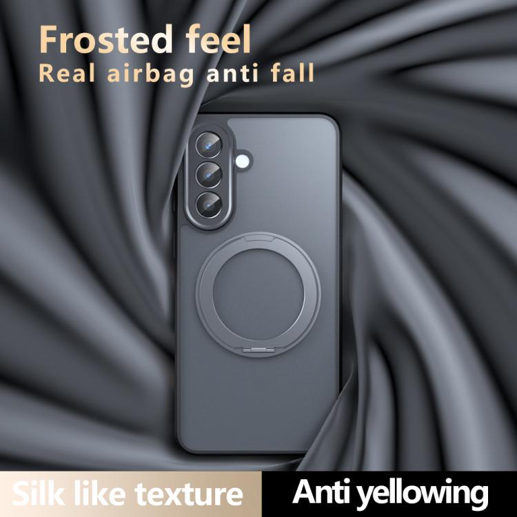 For Samsung Galaxy A57 5G Armor Magnetic Holder PC Hybrid TPU Phone Case - Frosted Black