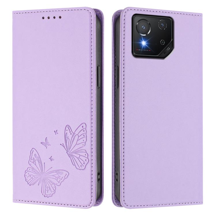 For ASUS ROG Phone 8 / 8 Pro Strong Magnetic Dual Butterfly RFID Vegan Leather Phone Case