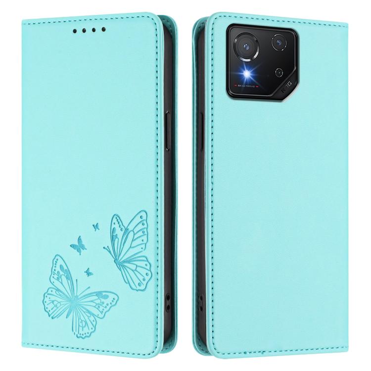 For ASUS ROG Phone 8 / 8 Pro Strong Magnetic Dual Butterfly RFID Vegan Leather Phone Case