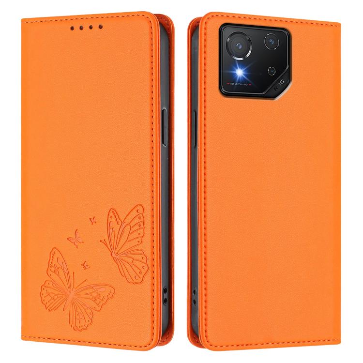 For ASUS ROG Phone 8 / 8 Pro Strong Magnetic Dual Butterfly RFID Vegan Leather Phone Case
