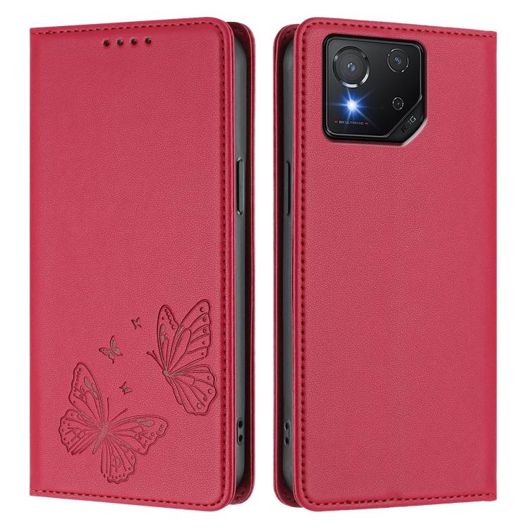 For ASUS ROG Phone 8 / 8 Pro Strong Magnetic Dual Butterfly RFID Vegan Leather Phone Case