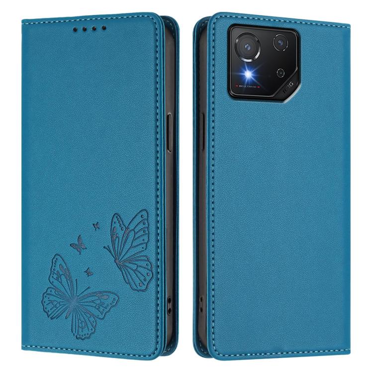 For ASUS ROG Phone 8 / 8 Pro Strong Magnetic Dual Butterfly RFID Vegan Leather Phone Case