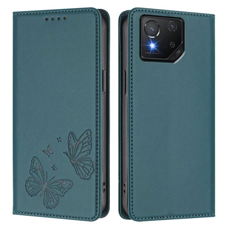 For ASUS ROG Phone 8 / 8 Pro Strong Magnetic Dual Butterfly RFID Vegan Leather Phone Case