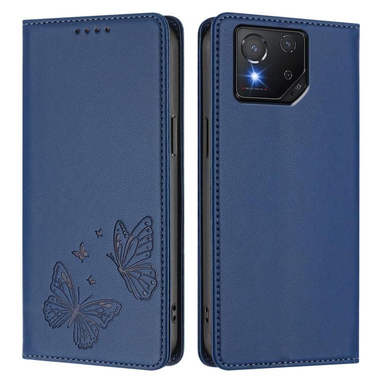 For ASUS ROG Phone 8 / 8 Pro Strong Magnetic Dual Butterfly RFID Vegan Leather Phone Case